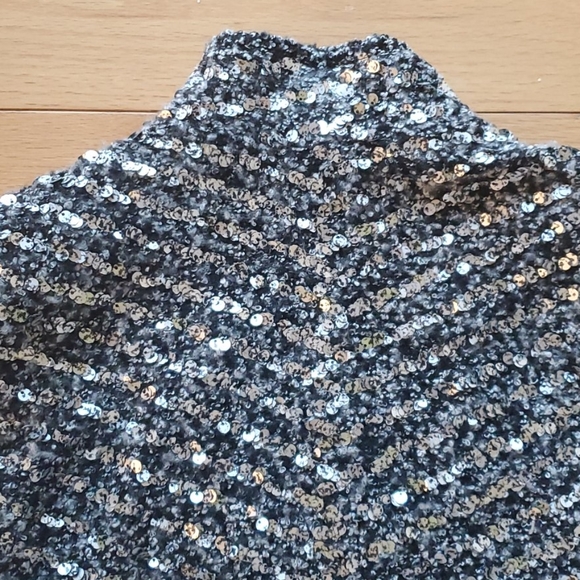 H&M black/ gray tweed sequin metallic cardigan sweater XS - Picture 6 of 7